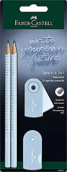 Набор чернографитный 4 предм. (карандаш Grip sparkle sky blue(2 шт.)+ластик+точилка), 218471 Faber-Castell