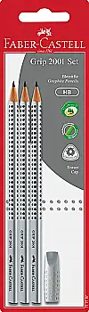 Набор чернографитных карандашей GRIP 2001 карандаш черногр., 2В GRIP2001 3 шт + резинка 187100 1 шт, в блистере, 117197 Faber-Castell