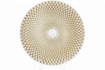 Тарелка сервировочная 33 см, прозрачное золото, 587-037