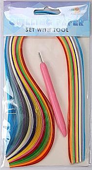 Набір паперу для квілінгу з Інструментом, 150аркушів 380x5мм, 15кольорів, щільність паперу 100г/м2