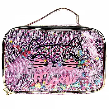 Косметичка бузкова плюшева з логотипом «Lukky» 22*14см, T21390