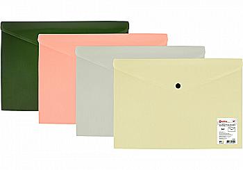 Папка-конверт А4 непрозора  на кнопці Optima "СМУГА", 180 мкм, асорті, O35261