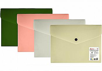 Папка-конверт А5 непрозора  на кнопці Optima "СМУГА", 180 мкм, асорті, O35262