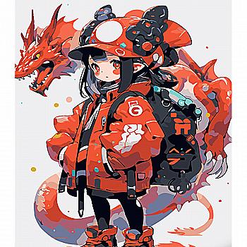 Набір для розпису по номерах 30*40 см "Аніме з ілюстрацією дракона", LY13, ТМ "Strateg"