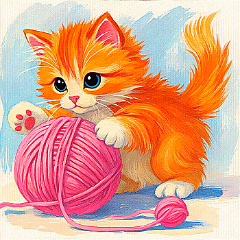 Полотно грунтованное с контуром, 20*20 "Рыжий котенок" хлопок, мелкое зерно, на основе ХДФ, Arteo