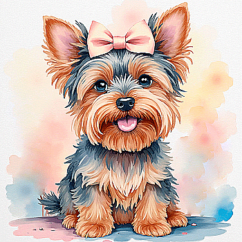 Полотно грунтованное с контуром, 20*20 "Щенок с бантиком" хлопок, мелкое зерно, на основе ХДФ, Arteo