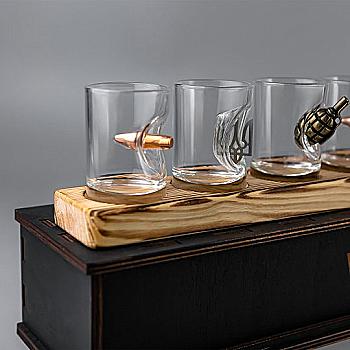 Набор рюмок MIX (шар/герб/лимонка), 3 шт, 50 мл, VSKLO