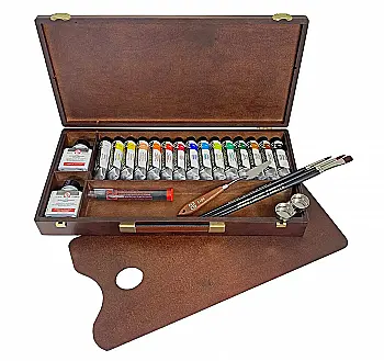 Набір акрилових фарб Rembrandt  Professional, 15 туб фаб+пензлі+допомідні матеріали, карт. коробка, Royal Talens
