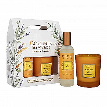 Подарунковий набір "Мандарин і юдзу" Collines de Provence: спрей 100 мл, свічка 180 г, C2826MYU
