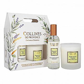 Подарунковий набір "Свіжий бергамот" Collines de Provence: спрей 100 мл, свічка 180 г, C0126BFR