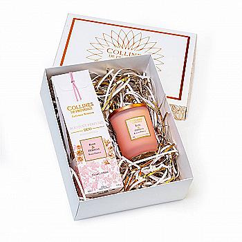 Подарунковий набір "Троянда і Гібіскус" Collines de Provence: дифузор 100 мл, свічка 180 г, A2502RH