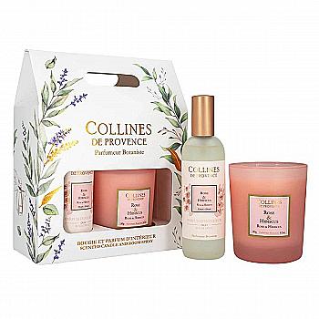 Подарунковий набір "Троянда і Гібіскус" Collines de Provence: спрей 100 мл, свічка 180 г, C2826RHI