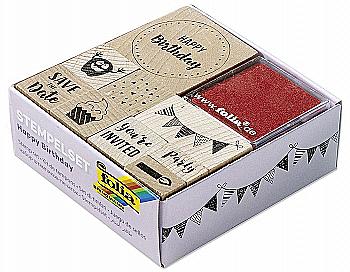 Набір штампів дерев`яних "День Народження" (9 шт.+ 2 чорнила), 31104 Folia