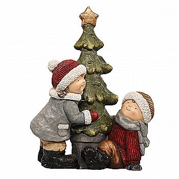 Фігура новорічна "Діти у ялинки" 51 см, c LED-підсвіткою, 820-155