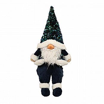 М`яка іграшка Сидячий Гном, 64 см, синій в пайєтках, 877-111