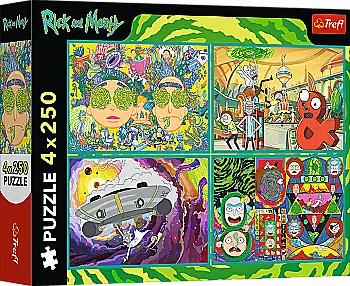 Пазл "4*250" - Закрученный мир, Rick and Morty, Trefl, 13338