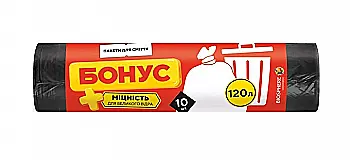 Пакет для смiття ФАЙНИЙ БОНУС п/е 70*100 чорний ЛД 120л/10шт, 16100685