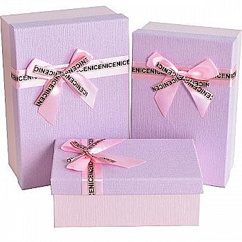 Подарункова коробка прямокутна, фіолетова з  бантом, 19*12* 6,5 см, 1235111841