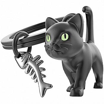 Брелок Metalmorphose "Black cat theme with fish bone charm"