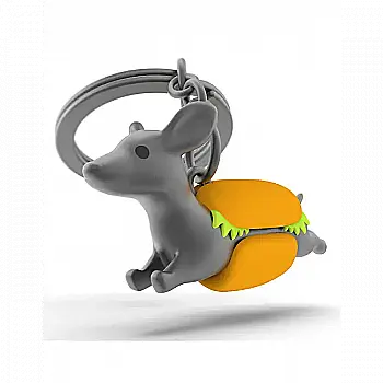 Брелок Metalmorphose "Dachshund Matt bullet with silicone `hot dog` bread cover"