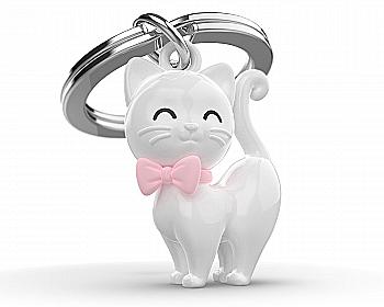 Брелок Metalmorphose "White cat with silicone bowtie"