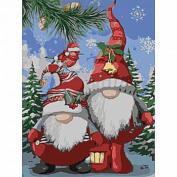 Набір для розпису по номерах 30*40 см "Різдвяні гноми", SS1224, ТМ "Strateg"