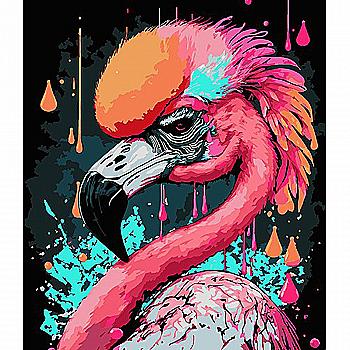 Набір для розпису по номерах 30*40 см "Чарівне фламінго" на чорному фоні, FH-14, ТМ "Strateg"