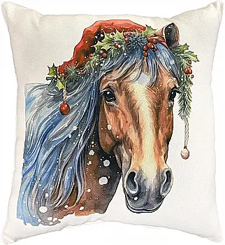 Подушка микровелюр Strateg Рождественская лошадь 35*35 см, 61272