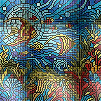Набір з алмазною мозаїкою "Вітраж. Морський світ" 30*30 см, AMO8324, ТМ "Ideyka"