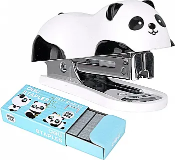 Степлер-міні №10 12 арк. "Панда", пластик, скоби, мікс Deli 0453E (74727)