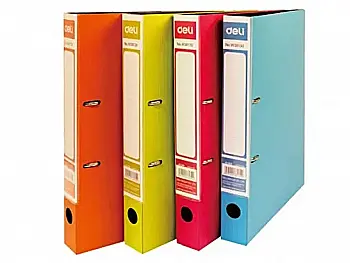 Папка А4 пластиковая, 2 кольца, 40мм Неон, 1050мкм микс. Deli 38130