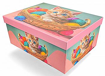 Подарункова коробка прямокутна, "Кошеня в кошику", 33*25,5*14,5 см, 111028618