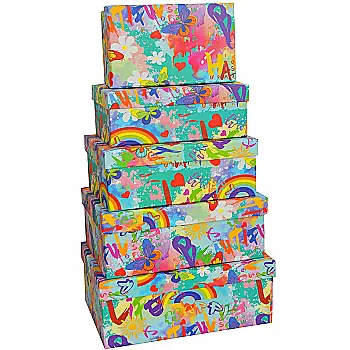 Подарункова коробка прямокутна, "Веселкова", 20,5*14*8,5 см, 110541962