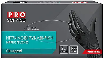 Рукавички PRO нітрилові оглядові нестерильні неприпудрені, чорні, 100шт/уп, S, 17301702