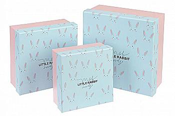 Подарункова коробка "Little rabbit" квадратна вел., HL-JKZ-54/76-1460 блакитно-рожевий