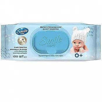 Салфетка влажная SMILE Baby АТБ 100% cotton New sticker педиатры, 44 шт., 42114120