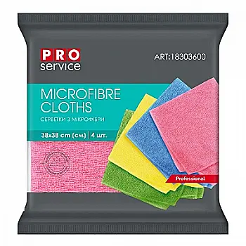 Салфетки PRO из микрофибры Professional, 38*38 см, 4 шт.