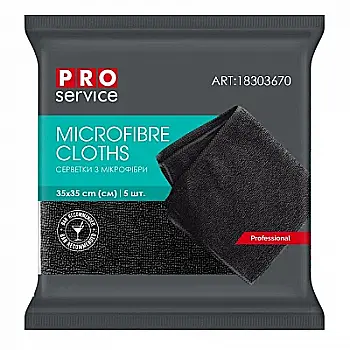 Салфетки PRO из микрофибры универсальные PURE GLASS, 5 шт, черные