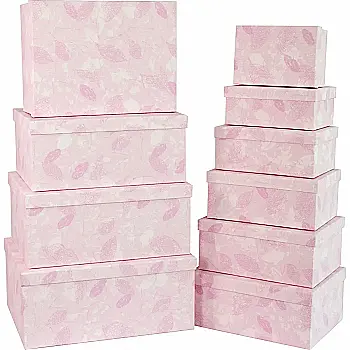 Подарункова коробка прямокутна, "Листя", рожева, 29*22*12,5 см, 1110252206