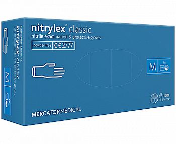 Рукавички NITRYLEX CLASSIC нітрилові оглядові нестерильні неприпудрені, сині, 100шт/уп, M, 17203810