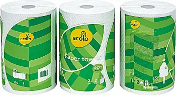 Полотенца бумажные Ecolo двухслойные, 1 рулон, 58770500