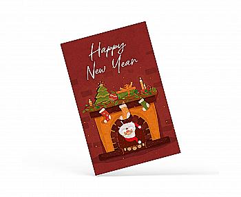 Открытка "Happy New Year (Камин и Санта)", PDK2352