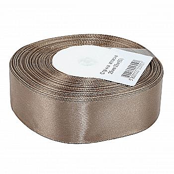 Лента атлас 25 мм-23 м, 60, песочно-коричневая