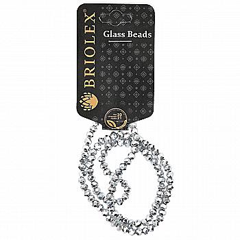 Бусины стеклянные граненные A040-Rondelle-100-D1, 4 мм, 1 нить, N000-White Silver