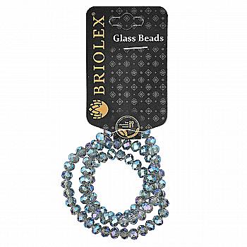 Бусины стеклянные граненные A040-Rondelle-100-D1, 6 мм, 1 нить, J001-Blue Topaz on Crystal