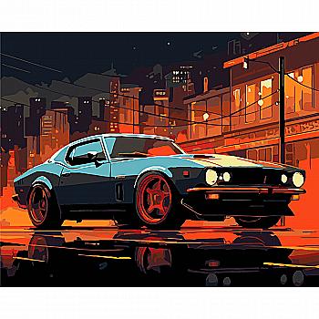 Набор для росписи по номерам 40*50 см "Мустанг городской" на черном фоне, AH1217-18 ТМ "Strateg"