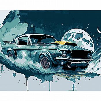 Набор для росписи по номерам 40*50 см "Ночной мустанг" на черном фоне, AH1227-15 ТМ "Strateg"