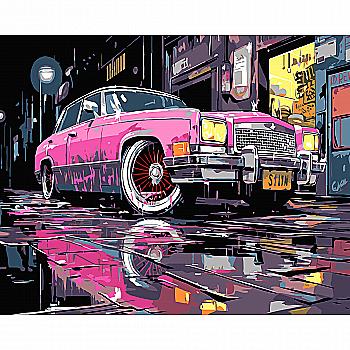 Набір для розпису по номерах 40*50 см "Рожева машина" на чорному фоні, AH1175-17 ТМ "Strateg"