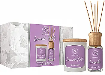 Подарунковий набір "Лавандові поля": аромадифузор 50 мл та ароматична свічка 100 гр