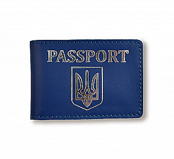 Обложка для ID-карты PASSPORT с гербом (синяя, серебряная тиснение)